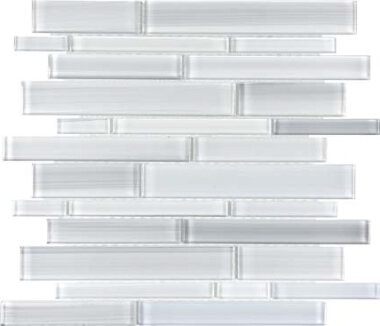 Bliss Fusion Glass Tile Random Strip Mosaic - Ice