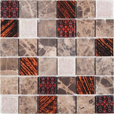 Marble/Glass/Decor Mosaic Tile 12" x 12" - Beige