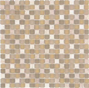 Glass Tile Matte Mosaic 1" x 1" - Mix Beige/Yellow