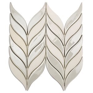 Water Jet Floret Chevron Tile 12" x 11" - Blanco