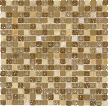 Glass Tile Matte-Glossy Mosaic 1" x 1" - Mix Onyx/Beige