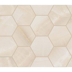 Akoya Hexagon Marble Look Tile 4" x 4" - Ivory