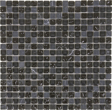 Glass Tile Glossy Mosaic 1" x 1" - Black