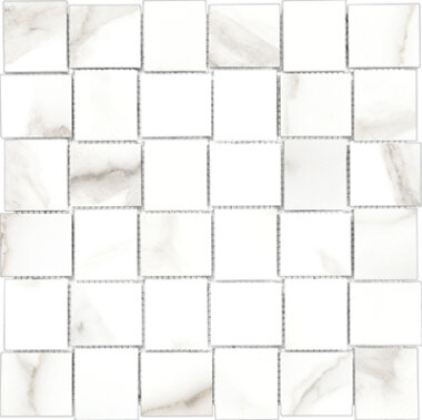 Mayfair Marble Look Tile HD Basketweave Mosaic 2" x 2" - Calacatta