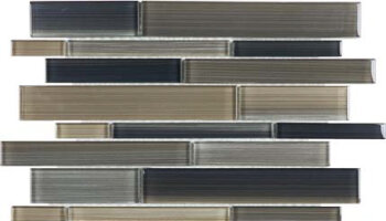 Bliss Fusion Glass Tile Random Strip Mosaic - Rock