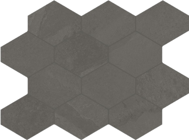 Brazilian Slate (Porcelain Tile) 3" Hexagonal tile 10" x 13" - Elephant Grey