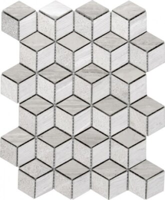 Stone Marble Look Tile 3D Diamond Limestone Multi Finish 9.5" x 12.4" - Grey