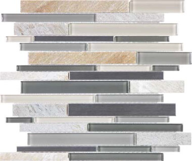 Bliss Stainless Glass Tile Mosaic - Fossil Rock