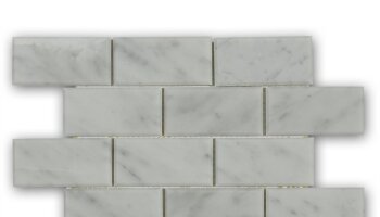 White Carrara Beveled Brick Marble Look Tile 11.75