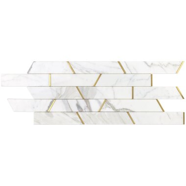 Oracle Trapezoid Wall Marble Look Tile 10" x 24" - Calacatta Gold & Brass