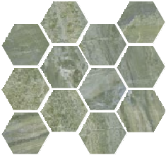 Paradiso Maxi 4" Hex Mosaic Marble Look Tile 12" x 13.5" - Green Polished