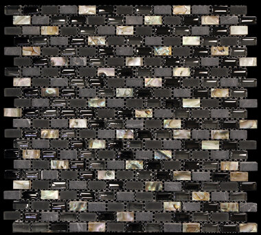 Yahly Brick Mosaics Marble Look Tile 11.22" x 11.18" - Black