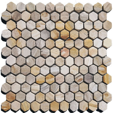 Neolith Petrified Wood Hexagon Mosaic Tile 11.13" x 11.38" - Araucatis