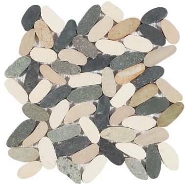 Pebblestone Sliced Flat Oval Tile 11.81" x 11.81" - Raja Ampat