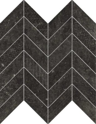 Concert Chevron Mosaic Marble Look Tile 12" x 12" - Black