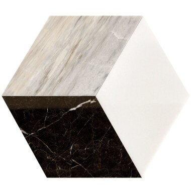 Pari Sabbia Decor Marble Look Tile 8" x 9.21" - Thassos and European Wood and Brown