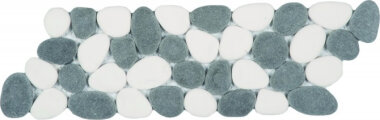 Reconstituted Pebble Interlocking Mosaic Tile Border - 4" x 12" - Black and White