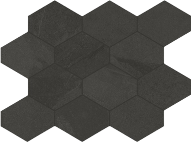 Brazilian Slate (Porcelain Tile) 3" Hexagonal tile 10" x 13" - Rail Black