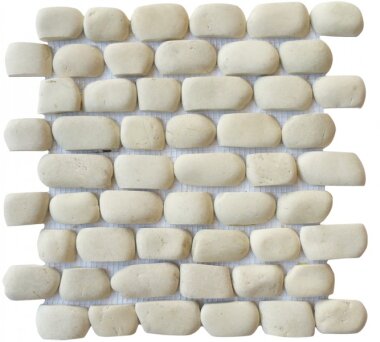 Pebble Multi Sliced Matte Interlocking 12" x 12" - White