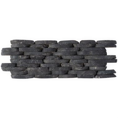 Pebblestone Stacked Sliced Tile 4" x 10.75" - Alor Black