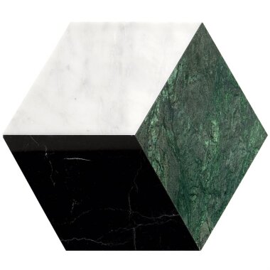 Pari Verd Decor Marble Look Tile 8" x 9.21" - Nero and Dark Green and Carrara