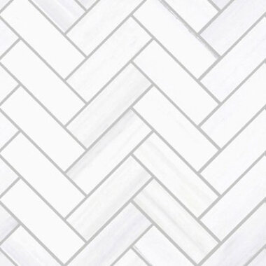 Themar Herringbone Marble Look Tile 11.81" x 11.81" - Bianco Lasa