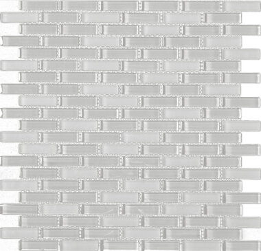 Cristallo Brick Blended Mosaic Tile 0.6" x 1.9" - Dove Grey