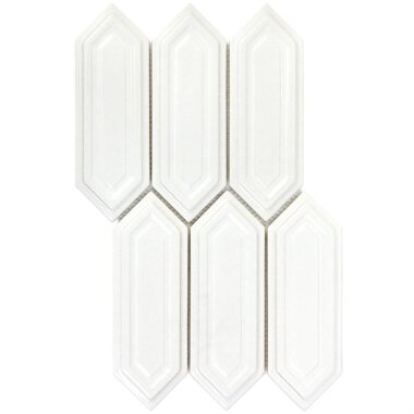 Baroque Sequin Hexagon Decor Tile 9.5" x 15.5" - Blanco