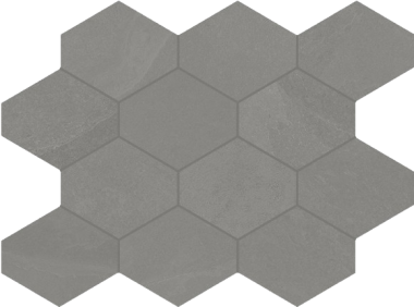 Brazilian Slate (Porcelain Tile) 3" Hexagonal tile 10" x 13" - Silk Grey