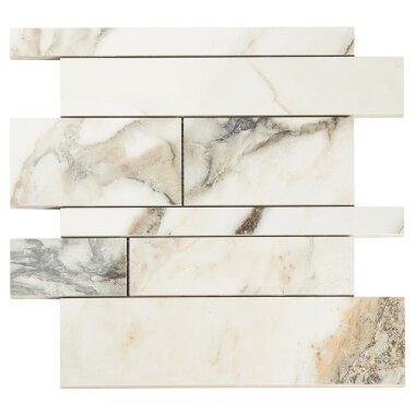 Lithe Railroad Mosaic Marble Look Tile 11.41" x 11.69" - Calacatta Rustic