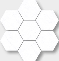 Carrara Marble Look Tile Hex 3" x 3" - Carrara