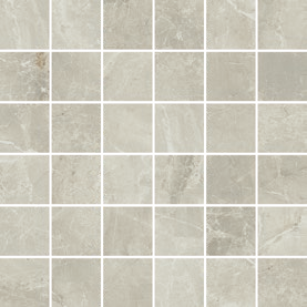 Sybil 2" x 2" Mosaic Marble Look Tile 12" x 12" - Light Grey