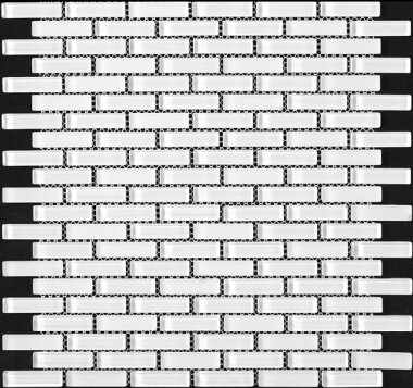 Cristallo Brick Blended Mosaic Tile 0.6" x 1.9" - Super White