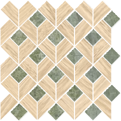 Paradiso Flip Mosaic Marble Look Tile 11.5" x 11.5" - Green Polished