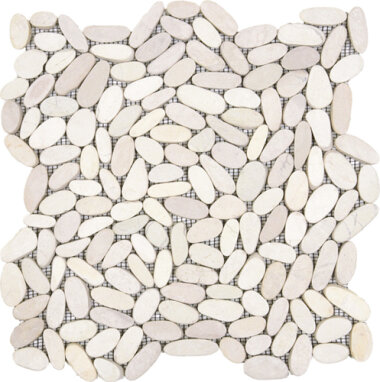 Pebble Sliced Polished Interlocking 12" x 12" - Beige