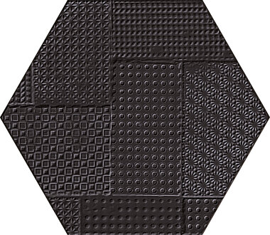 Sixty Hexagon Timbro Tile 8" x 7" - Nero Assoluto