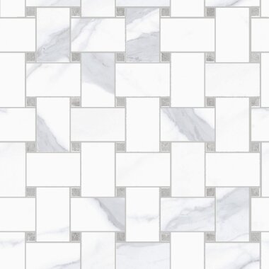 Themar Basketweave Marble Look Tile 11.81" x 11.81" - Statuario Venato