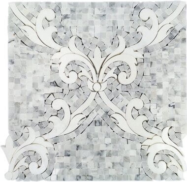 Water Jet Regalia 12" x 12" - Bianco Carrara and White Thassos