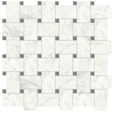 I Marmi Marble Look Tile Basketweave Mosaic 12" x 12" - Carrara Polished