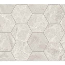 Trumarmi Polished Hexagon 4"x4" Marble Look Tile 12" x 13" - Silver