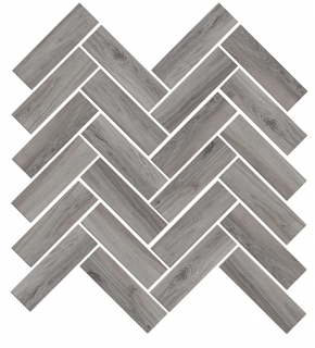 Mood Wood Herringbone Mosaic Porcelain Tile 12" x 15" - Grey