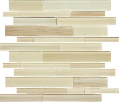 Bliss Fusion Glass Tile Random Strip Mosaic - Sand