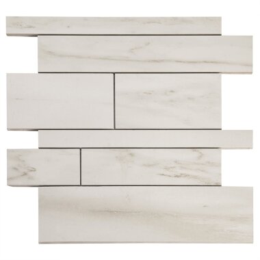 Lithe Railroad Mosaic Marble Look Tile 11.41" x 11.69" - Dolomite Snow