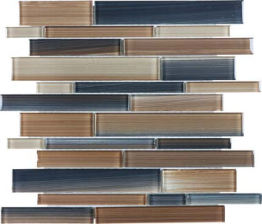 Bliss Fusion Glass Tile Random Strip Mosaic - Erosion