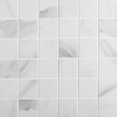 Dante 2" x 2" Mosaic Marble Look Tile 12" x 12" - Blanco Polished