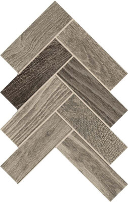 Homeland Herringbone Wood Look Porcelain Mosaic Tile 10" x 11" - Cloud