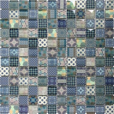 Glass Tile Classic Decor Glossy 11.8" x 11.8" - Blue