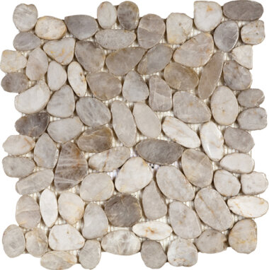 Pebble Sliced Polished Interlocking 12" x 12" - White