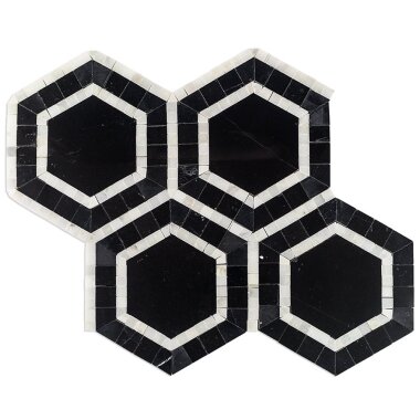 Metrology Hexagon Marble Look Tile 10.75" x 12.25" - Statuary & Nero