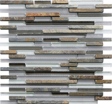 Cascades Canyon Mosaic Tile - 11.8" x 11.8" - Gray, Brown